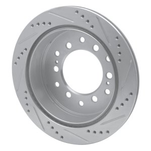 Lexus GX470 Brake Rotor (1) - Rear Left - R1 Concepts - Drilled & Slotted - Silver - `01-`09